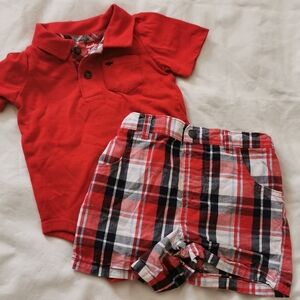 ✨5/$25✨Garanimals red plaid short set